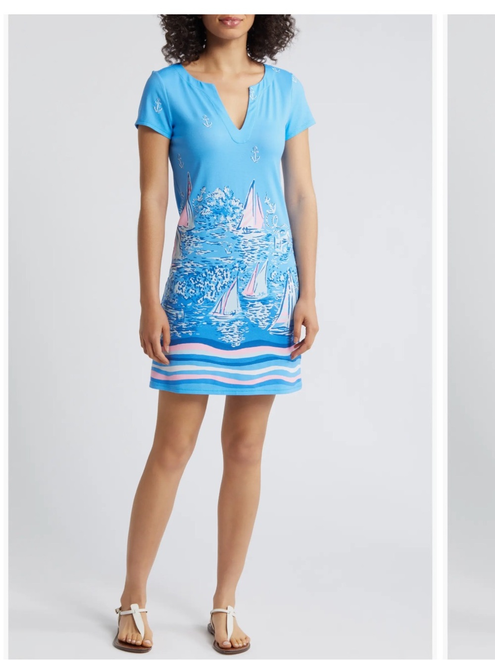 Lilly Pulitzer Womens UPF 50+ Sophiletta Dress Lunar Blue A Lil Nauti